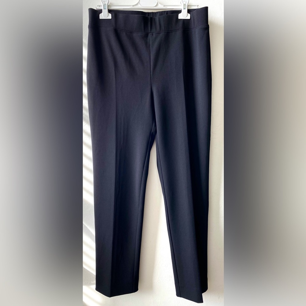 JOSEPH RIBKOFF Back Slit Classic Black Slim Fit Pull On Ankle Pants, size 12 - Picture 2 of 11